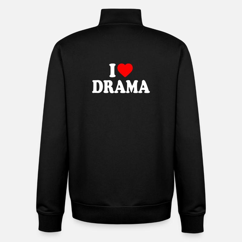 J’aime le drame - Sweat zippé unisexe en coton bio Stanley/Stella - noir
