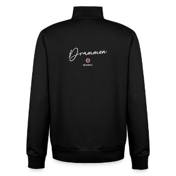Drammen - Norway Flag Lettering - Norge - Norwegen - Unisex Organic Zip Sweatshirt von Stanley/Stella - Schwarz - Hinten - AI Model Male 185 light (185cm)