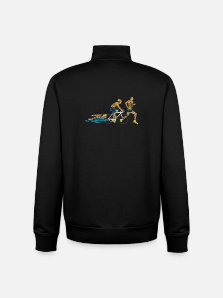 Relai Triathlon: Nage-Cycle-Course - Sweat zippé unisexe en coton bio Stanley/Stella - noir