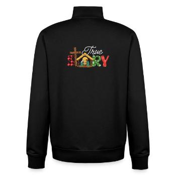 Wahre Geschichte Jesus Cross Christian Easter Faith - Unisex Organic Zip Sweatshirt von Stanley/Stella - Schwarz - Hinten - AI Model Male 185 light (185cm)