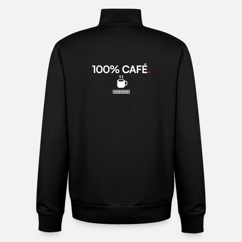 100% KAFFEE | Kaffeehumor - Unisex Organic Zip Sweatshirt von Stanley/Stella - Schwarz