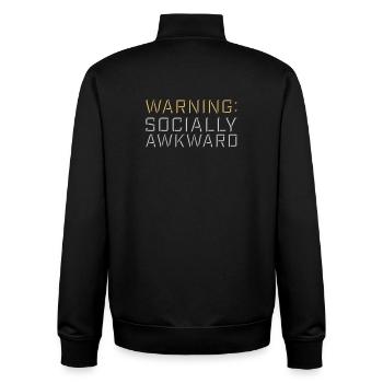 Warning Socially Awkward Funny Social Clumsy - Unisex Organic Zip Sweatshirt by Stanley/Stella - black - Back - AI Model Male 185 light (185cm)