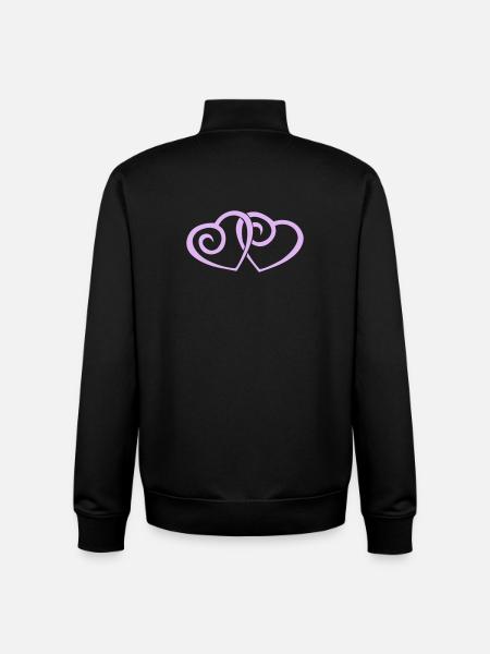 Double Hearts in Love Line Art - Unisex Organic Zip Sweatshirt by Stanley/Stella - black