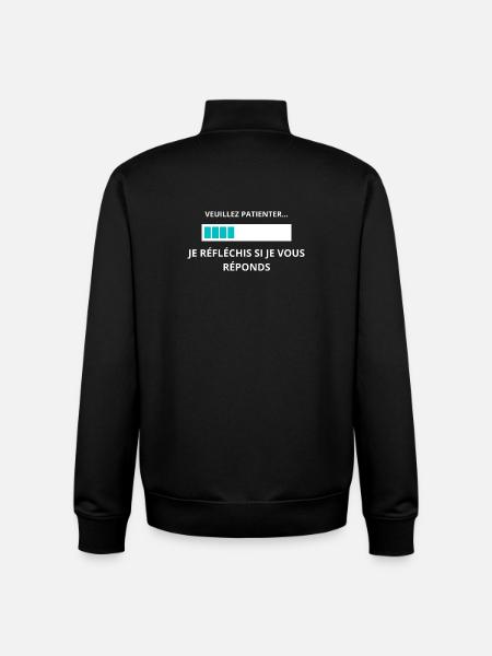 Veuillez patienter je réfléchis - Sweat zippé unisexe en coton bio Stanley/Stella - noir