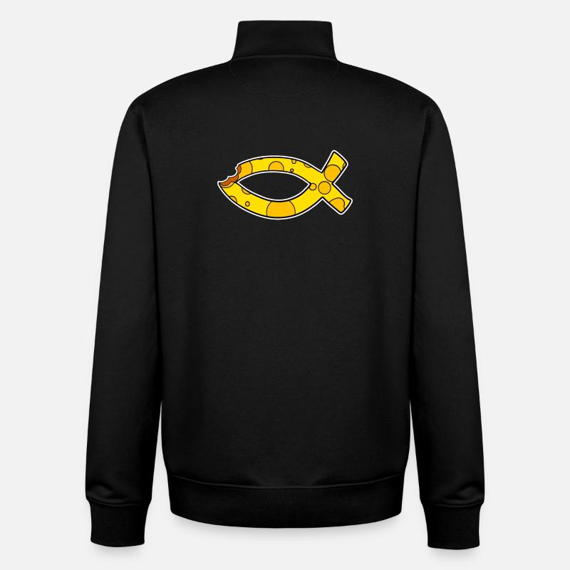 Fish Symbol Cheese - Unisex Organic Zip Sweatshirt by Stanley/Stella - black