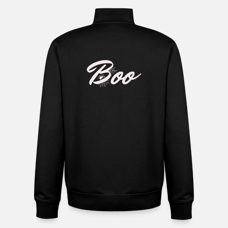 Boo Halloween Spider Web Lettering - Unisex Organic Zip Sweatshirt by Stanley/Stella - black