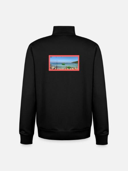 Beach photo with coconut - Unisex Organic Zip Sweatshirt by Stanley/Stella - black