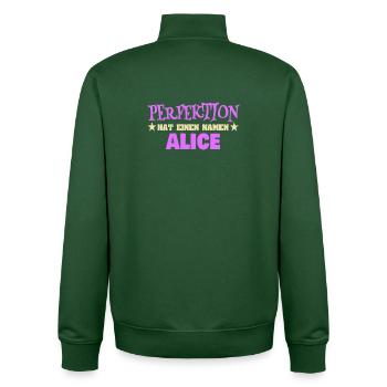 First name Alice - Unisex Organic Zip Sweatshirt by Stanley/Stella - bottle green - Back - AI Model Male 185 dark (185cm)