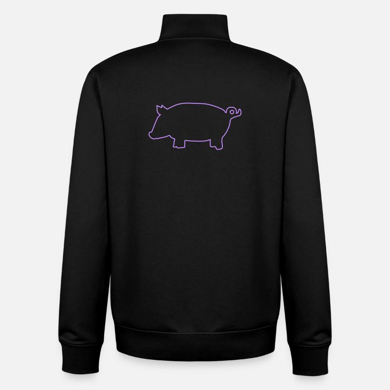 Silhouette de cochon - Sweat zippé unisexe en coton bio Stanley/Stella - noir