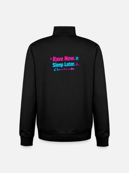 Rave Now, Sleep Later Neon Arrow - Unisex Organic Zip Sweatshirt by Stanley/Stella - black