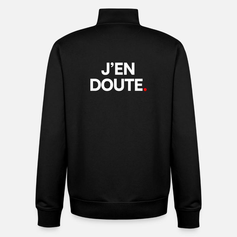 J’en doute - Sweat zippé unisexe en coton bio Stanley/Stella - noir