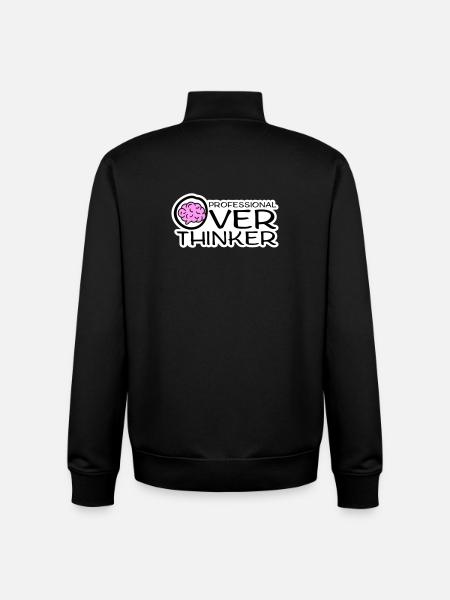 Professional Overthinker Funny Brooding Anxiety Logo - Unisex Organic Zip Sweatshirt by Stanley/Stella - black