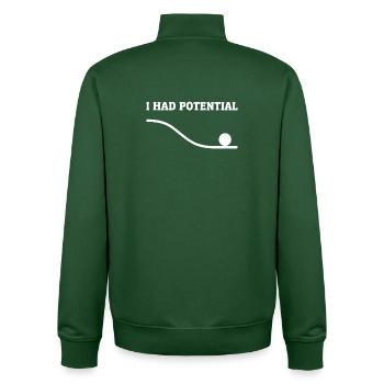 Blague sur la physique Énergie potentielle Humour Science jeu de mots - Sweat zippé unisexe en coton bio Stanley/Stella - vert bouteille - Dos - AI Model Male 185 dark (185cm)