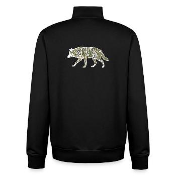 wolf botanical - Unisex Organic Zip Sweatshirt by Stanley/Stella - black - Back - AI Model Male 185 light (185cm)