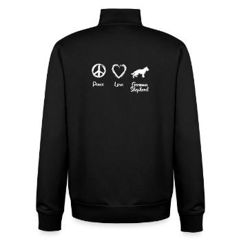Peace Love German Shepherd - Unisex Organic Zip Sweatshirt von Stanley/Stella - Schwarz - Hinten - AI Model Male 185 light (185cm)