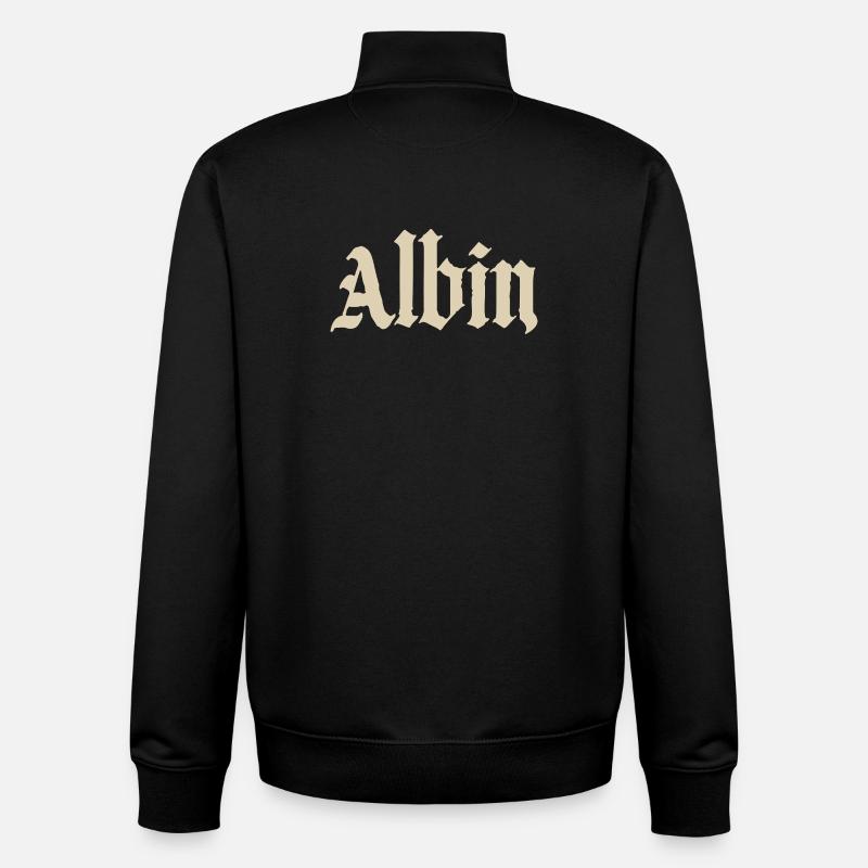 Abhin in Gothic Script - Unisex Organic Zip Sweatshirt by Stanley/Stella - black