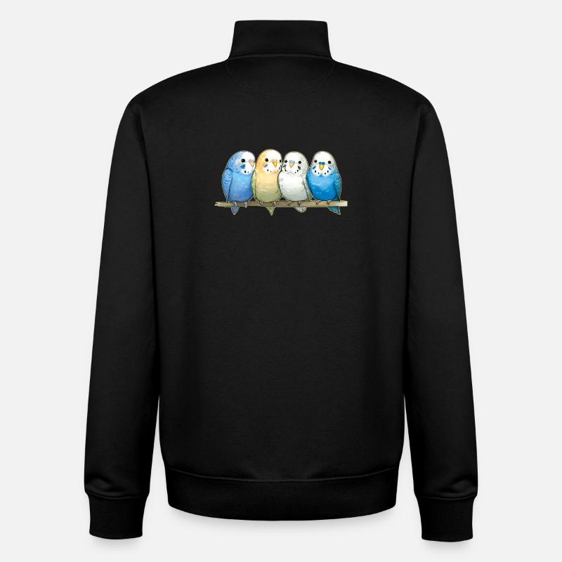 Perruches ondulées - Sweat zippé unisexe en coton bio Stanley/Stella - noir