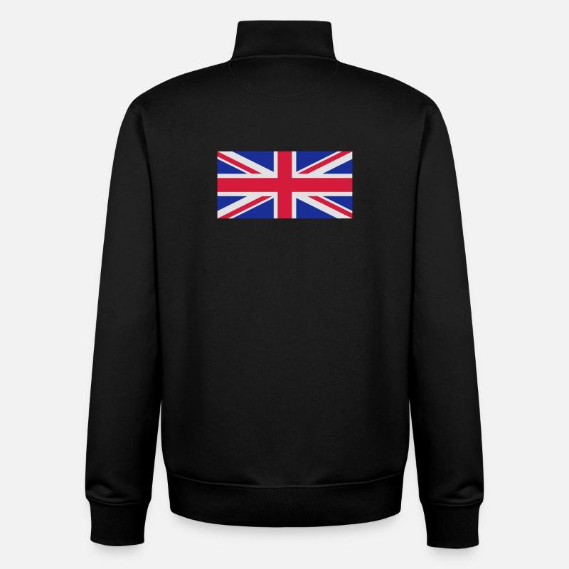 Drapeau Royaume-Uni - Sweat zippé unisexe en coton bio Stanley/Stella - noir