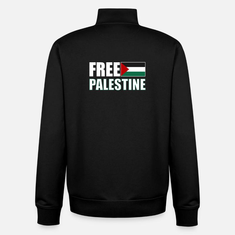 Free Palestine - Sweat zippé unisexe en coton bio Stanley/Stella - noir
