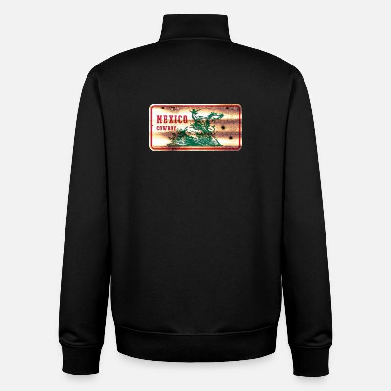 Mexico Cowboy Shield - Unisex Organic Zip Sweatshirt by Stanley/Stella - black