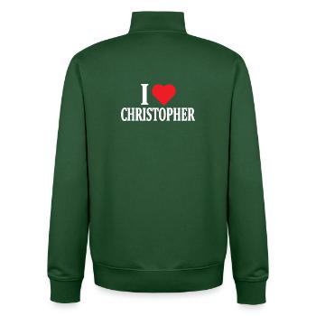 T-Shirt Ich liebe Christopher T-Shirt Geschenkidee - Unisex Organic Zip Sweatshirt von Stanley/Stella - Flaschengrün - Hinten - AI Model Male 185 dark (185cm)