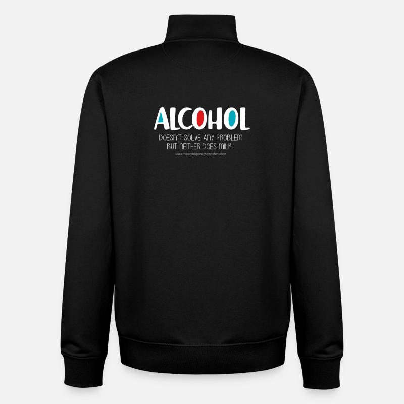 Alcohol (dark) - Unisex Organic Zip Sweatshirt by Stanley/Stella - black