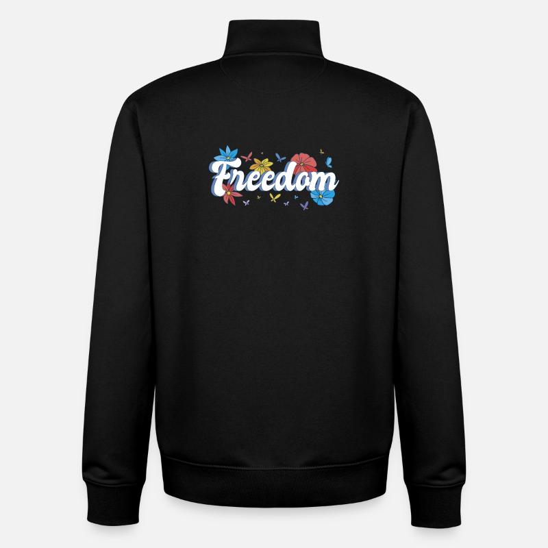 Liberté Fleurs Papillons Liberté Design - Sweat zippé unisexe en coton bio Stanley/Stella - noir