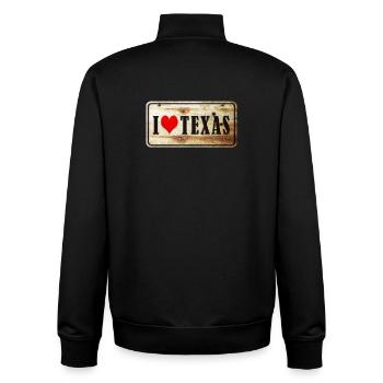 Ich liebe Texas - Unisex Organic Zip Sweatshirt von Stanley/Stella - Schwarz - Hinten - AI Model Male 185 light (185cm)