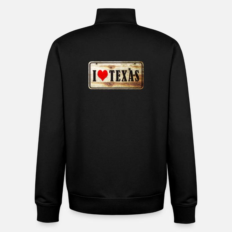 J'adore le Texas - Sweat zippé unisexe en coton bio Stanley/Stella - noir