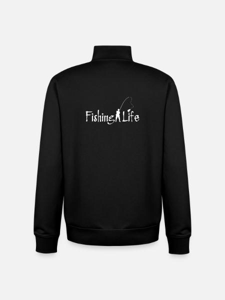 Fishing Life Logo Tee - Unisex Organic Zip Sweatshirt by Stanley/Stella - black
