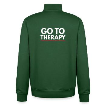 Go To Therapy Mental Health Awareness - Sweat zippé unisexe en coton bio Stanley/Stella - vert bouteille - Dos - AI Model Male 185 dark (185cm)