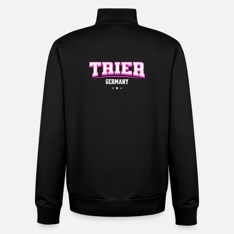Lettrage rétro Allemagne de Trèves - Sweat zippé unisexe en coton bio Stanley/Stella - noir