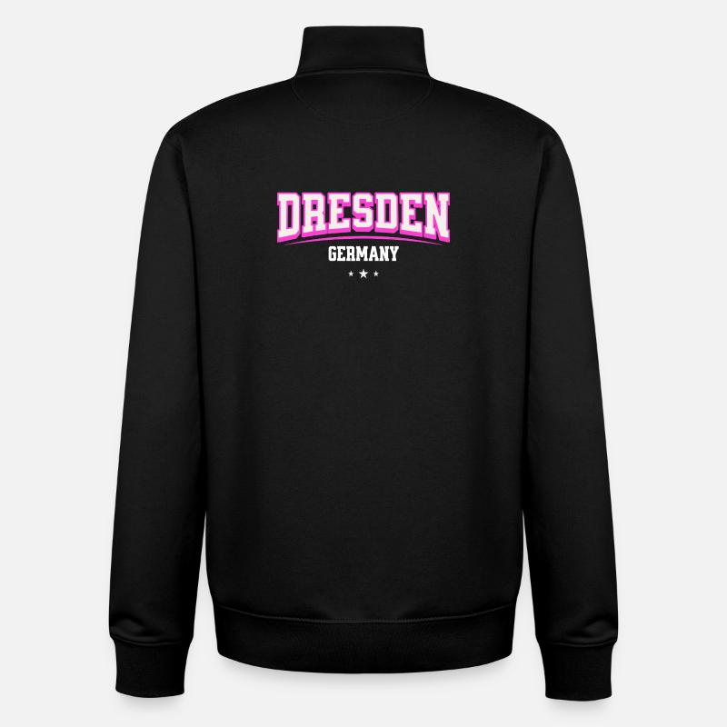 Dresden Retro Emblem Pink - Sweat zippé unisexe en coton bio Stanley/Stella - noir