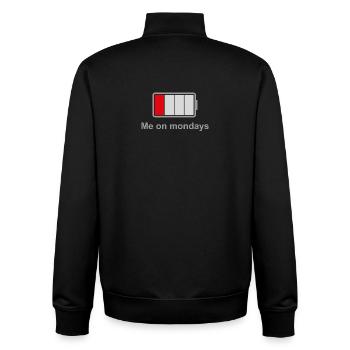 Low Battery Mondays – Low Energy Mood - Unisex Organic Zip Sweatshirt by Stanley/Stella - black - Back - AI Model Male 185 light (185cm)