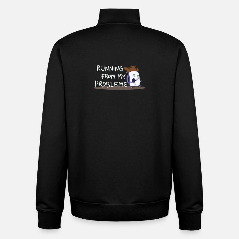Fuir mes problèmes – Coffee Cartoon - Sweat zippé unisexe en coton bio Stanley/Stella - noir