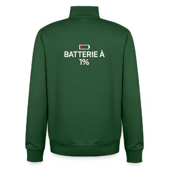 1% Humor moderne Ermüdungsbatterie - Unisex Organic Zip Sweatshirt von Stanley/Stella - Flaschengrün - Hinten - AI Model Male 185 dark (185cm)