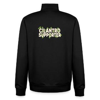 Éventail de coriandre | Humour de jardin de cuisine aux herbes - Sweat zippé unisexe en coton bio Stanley/Stella - noir - Dos - AI Model Male 185 light (185cm)