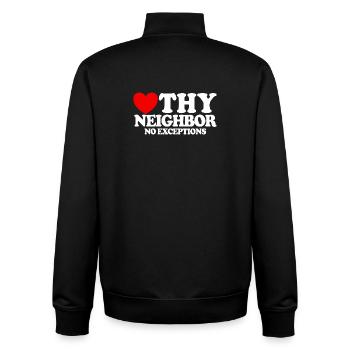 Liebe deinen Nächsten – ohne Ausnahme. Christliche - Unisex Organic Zip Sweatshirt von Stanley/Stella - Schwarz - Hinten - AI Model Male 185 light (185cm)