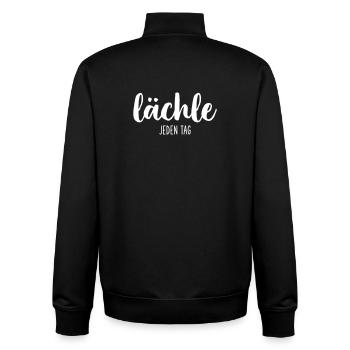 Lächle jeden Tag – Positives Motivations-Textdesig - Unisex Organic Zip Sweatshirt von Stanley/Stella - Schwarz - Hinten - AI Model Male 185 light (185cm)