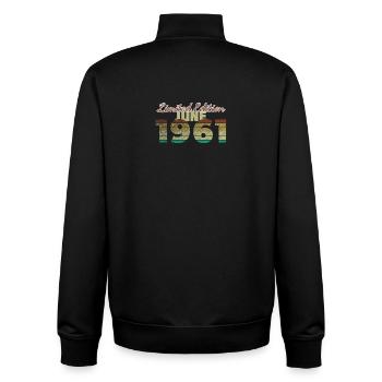 65th Birthday Limited Edition (SCR) 06/1961 - Unisex Organic Zip Sweatshirt by Stanley/Stella - black - Back - AI Model Male 185 light (185cm)