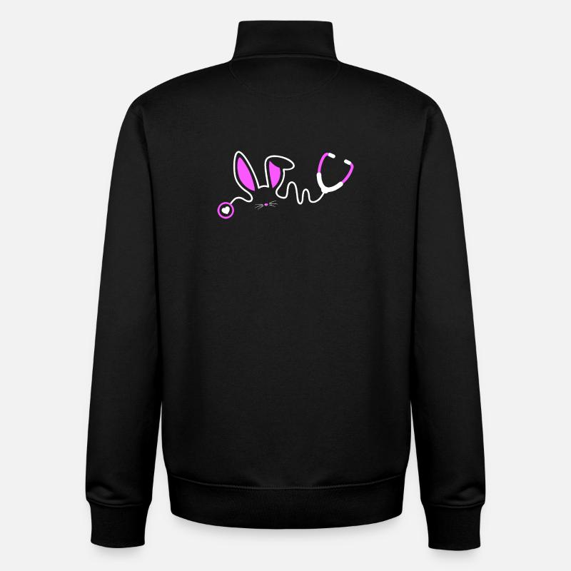 Fantaisie de lapin stéthoscope - Sweat zippé unisexe en coton bio Stanley/Stella - noir