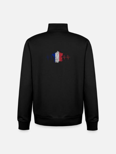 French Flag Heartbeat - Unisex Organic Zip Sweatshirt by Stanley/Stella - black