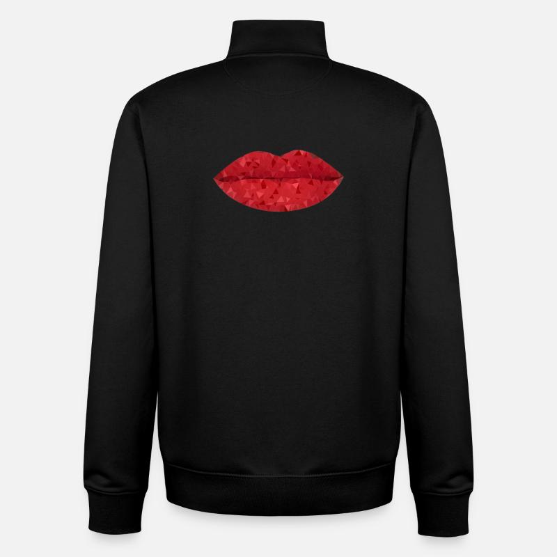 Lèvres Géométriques Rouge Intense - Sweat zippé unisexe en coton bio Stanley/Stella - noir
