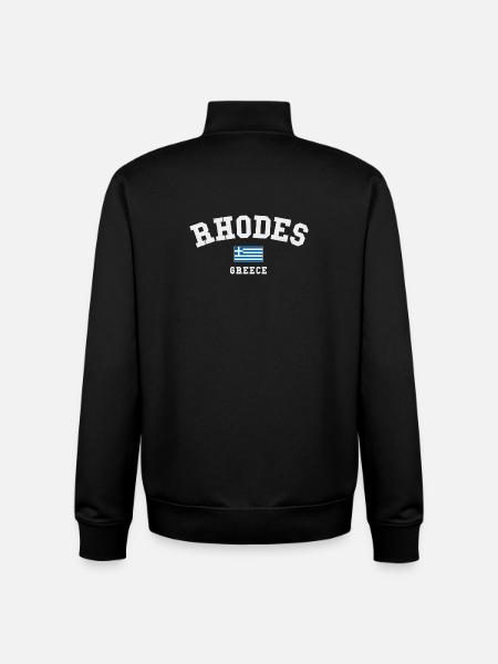 Rhodes Greece Flag Design - Unisex Organic Zip Sweatshirt by Stanley/Stella - black