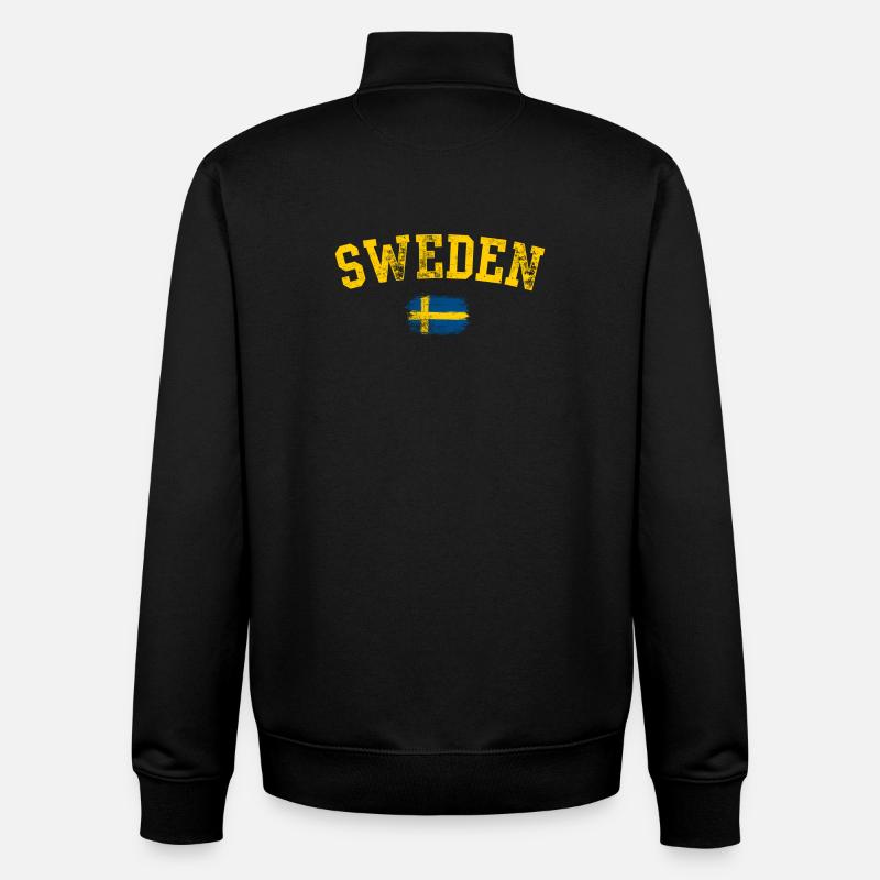 Sweden Bold Brush Flag Tee - Unisex Organic Zip Sweatshirt by Stanley/Stella - black