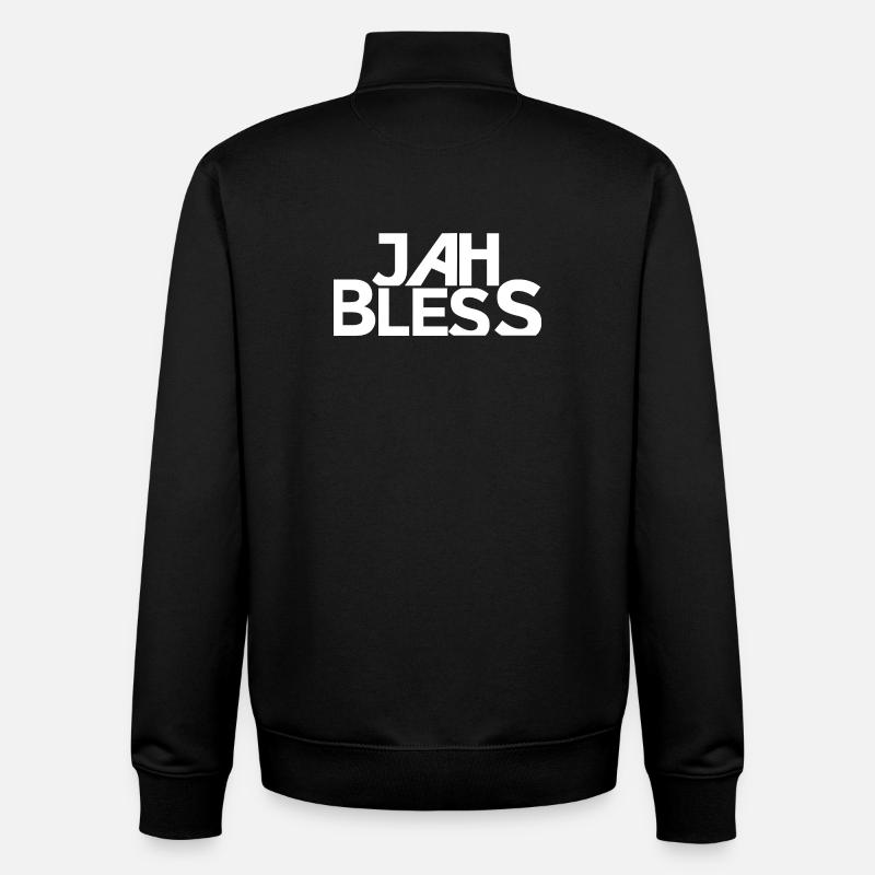 Jah Bless Blockschrift Design - Unisex Organic Zip Sweatshirt von Stanley/Stella - Schwarz
