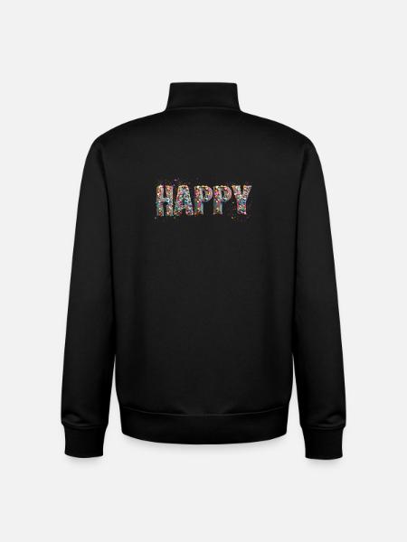 HAPPY confetti - Unisex Organic Zip Sweatshirt by Stanley/Stella - black