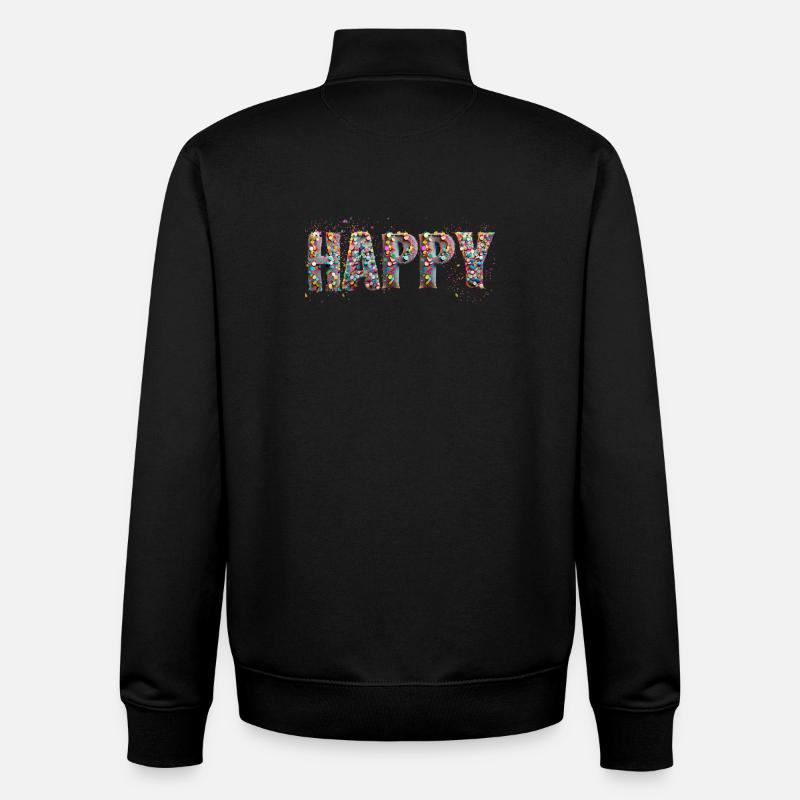 Confettis HAPPY - Sweat zippé unisexe en coton bio Stanley/Stella - noir