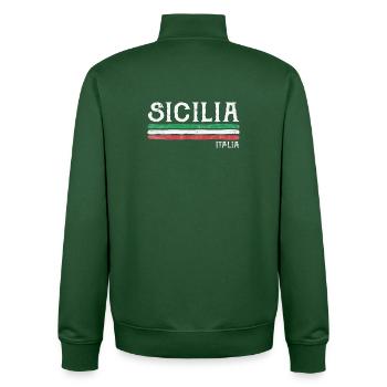 Sicilia Italia Distressed Flagge - Unisex Organic Zip Sweatshirt von Stanley/Stella - Flaschengrün - Hinten - AI Model Male 185 dark (185cm)