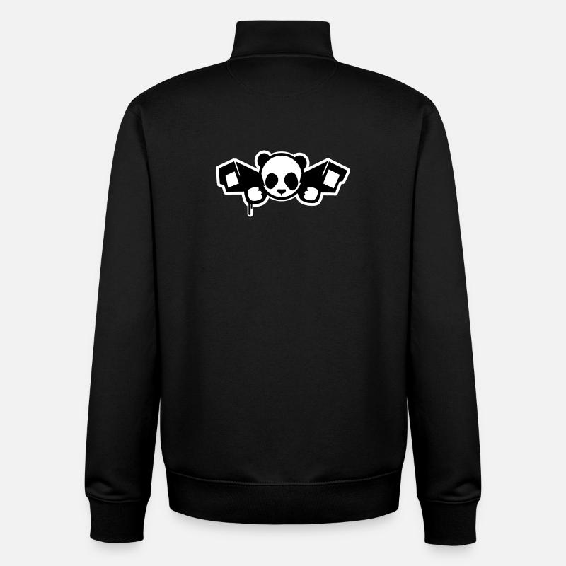 Panda de surveillance – Style graphique urbain - Sweat zippé unisexe en coton bio Stanley/Stella - noir